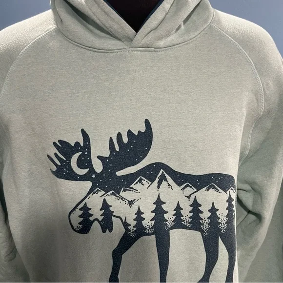 Lazy One Oversized Sleep Mountain Moose Sleep Hoodie Long Length Lounge Large XL - Picture 5 of 11